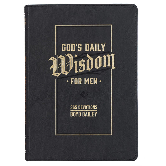 God's Daily Wisdom For Men Black Faux Leather Devotional - The Christian Gift Company
