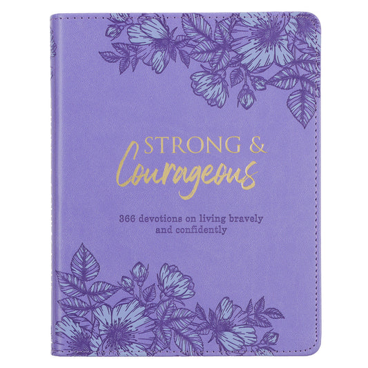Strong and Courageous Purple Faux Leather Devotional - The Christian Gift Company