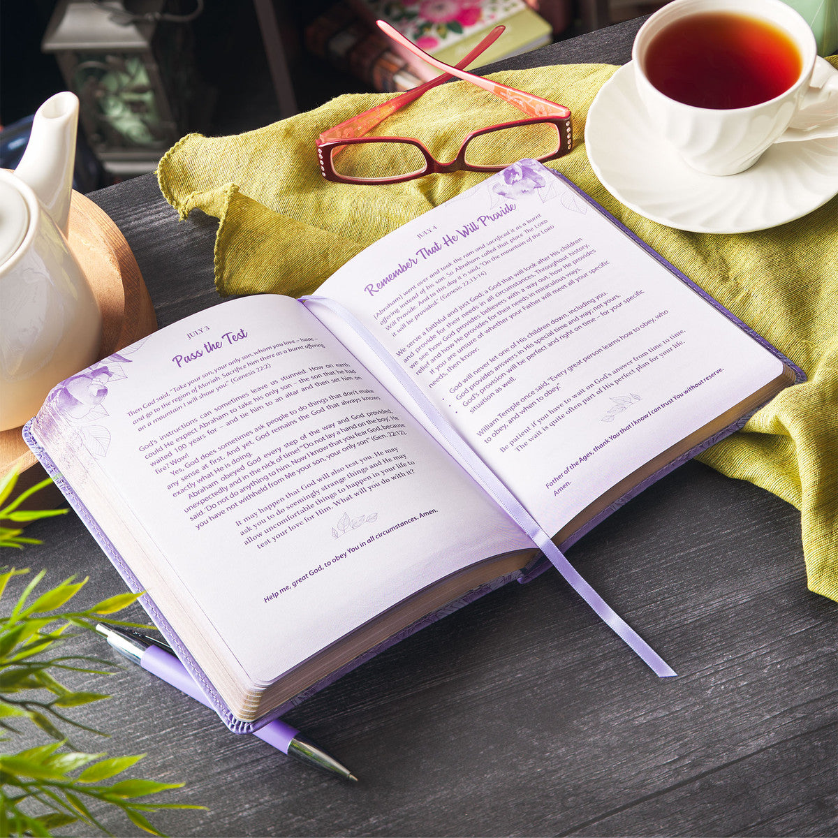 Strong and Courageous Purple Faux Leather Devotional - The Christian Gift Company