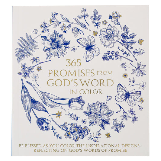 365 Promises from God's Word in Color Blue Floral Colouring Book - The Christian Gift Company