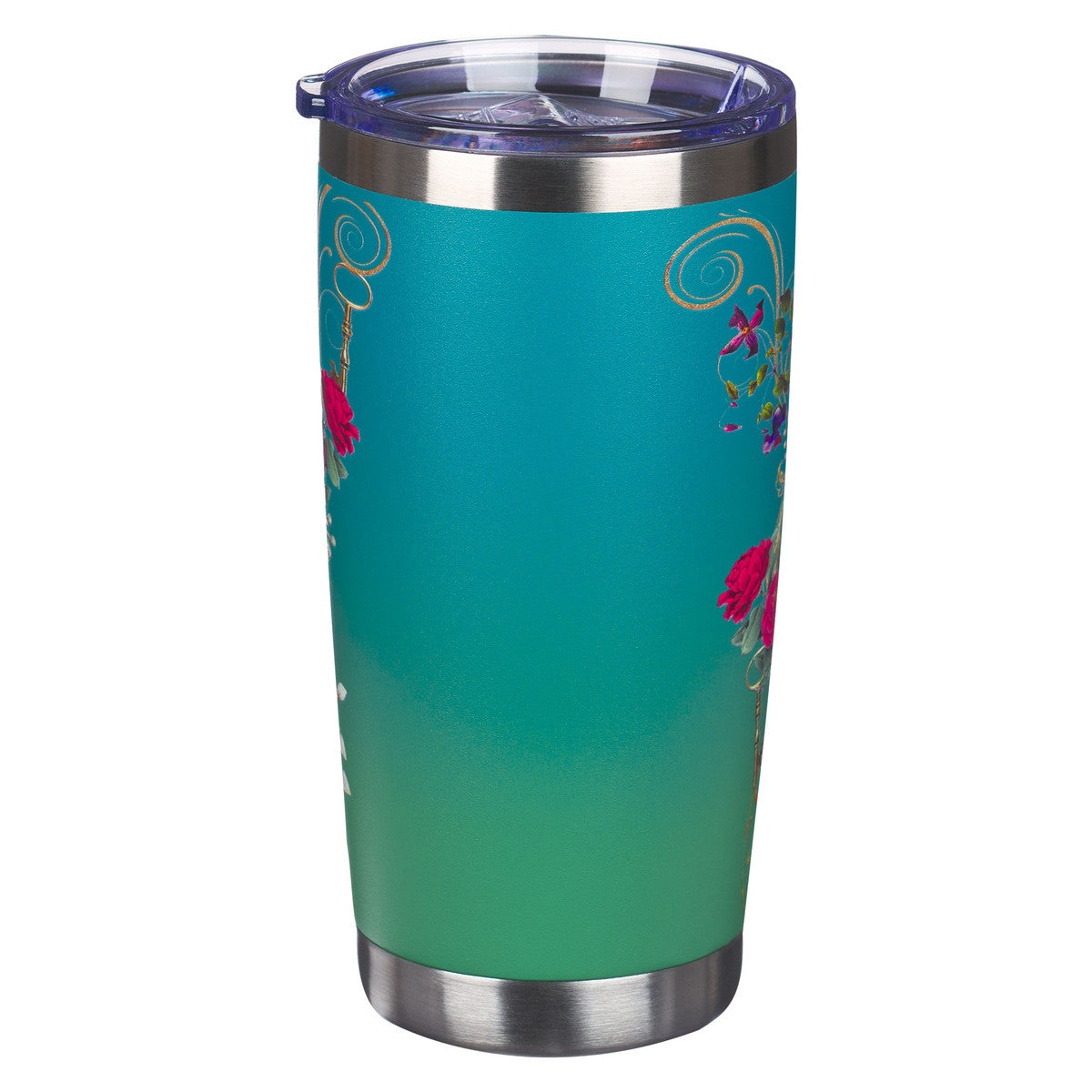 Blessed Blue Peacock Stainless Steel Travel Tumbler - Jeremiah 17:7 - The Christian Gift Company