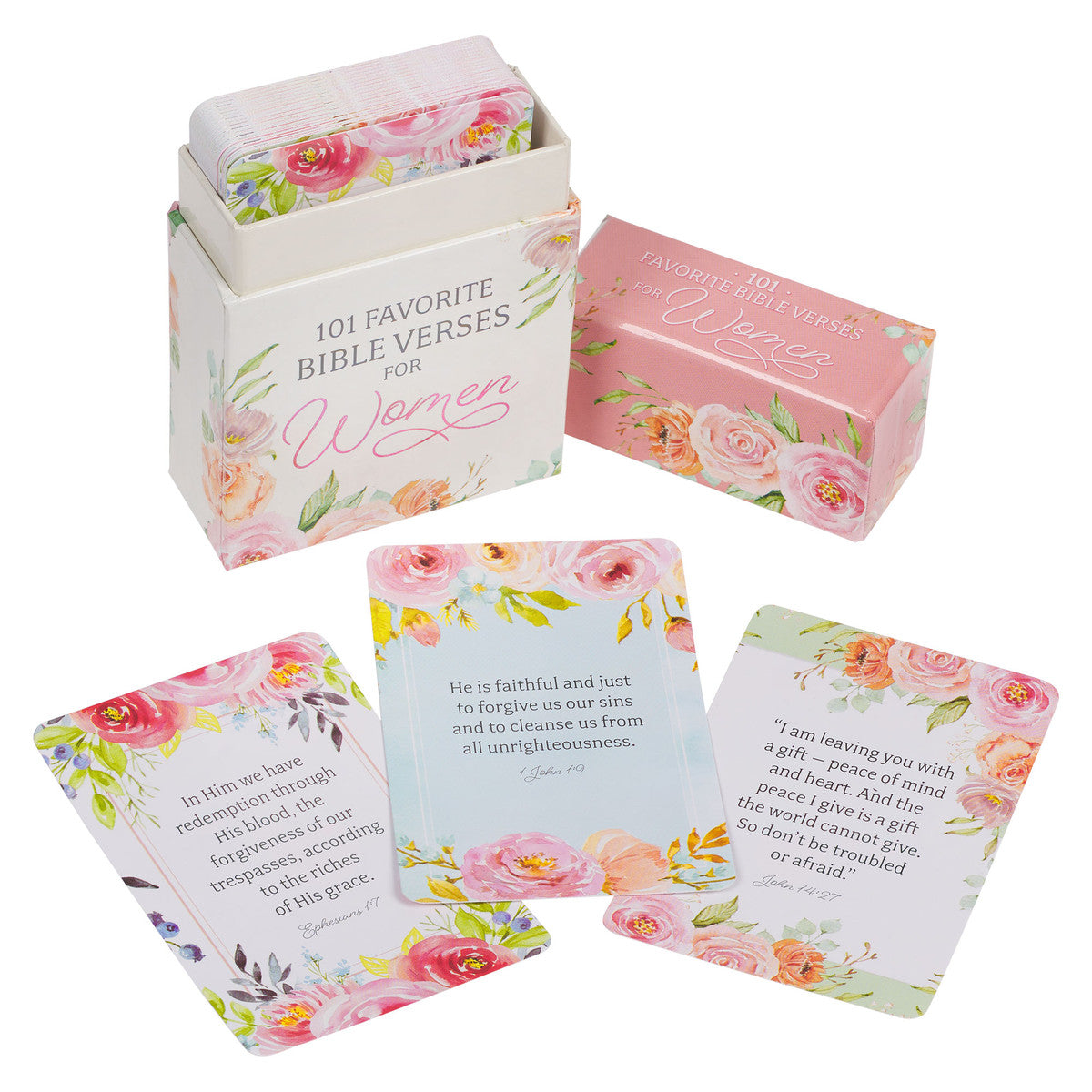 101 Favorite Bible Verses for Women Pink Floral Box of Blessings - The Christian Gift Company