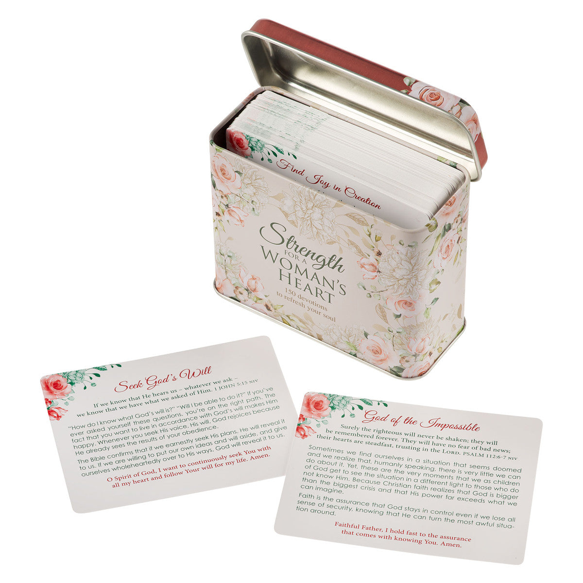 Strength for a Women's Heart Devotional Cards in a Tin - The Christian Gift Company