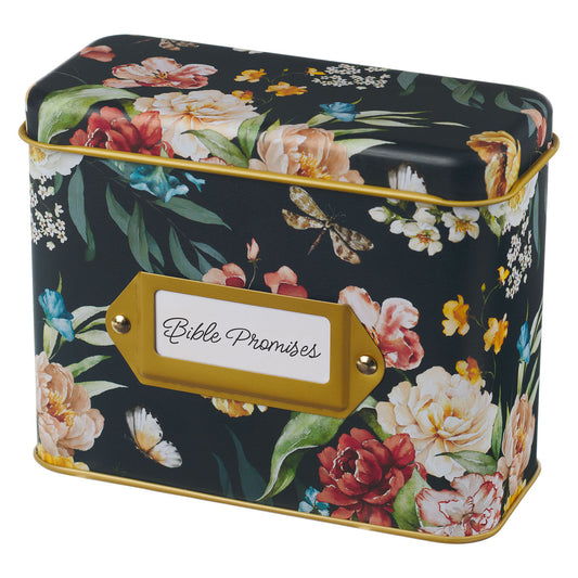 Black Floral Bible Promises in Tin - The Christian Gift Company