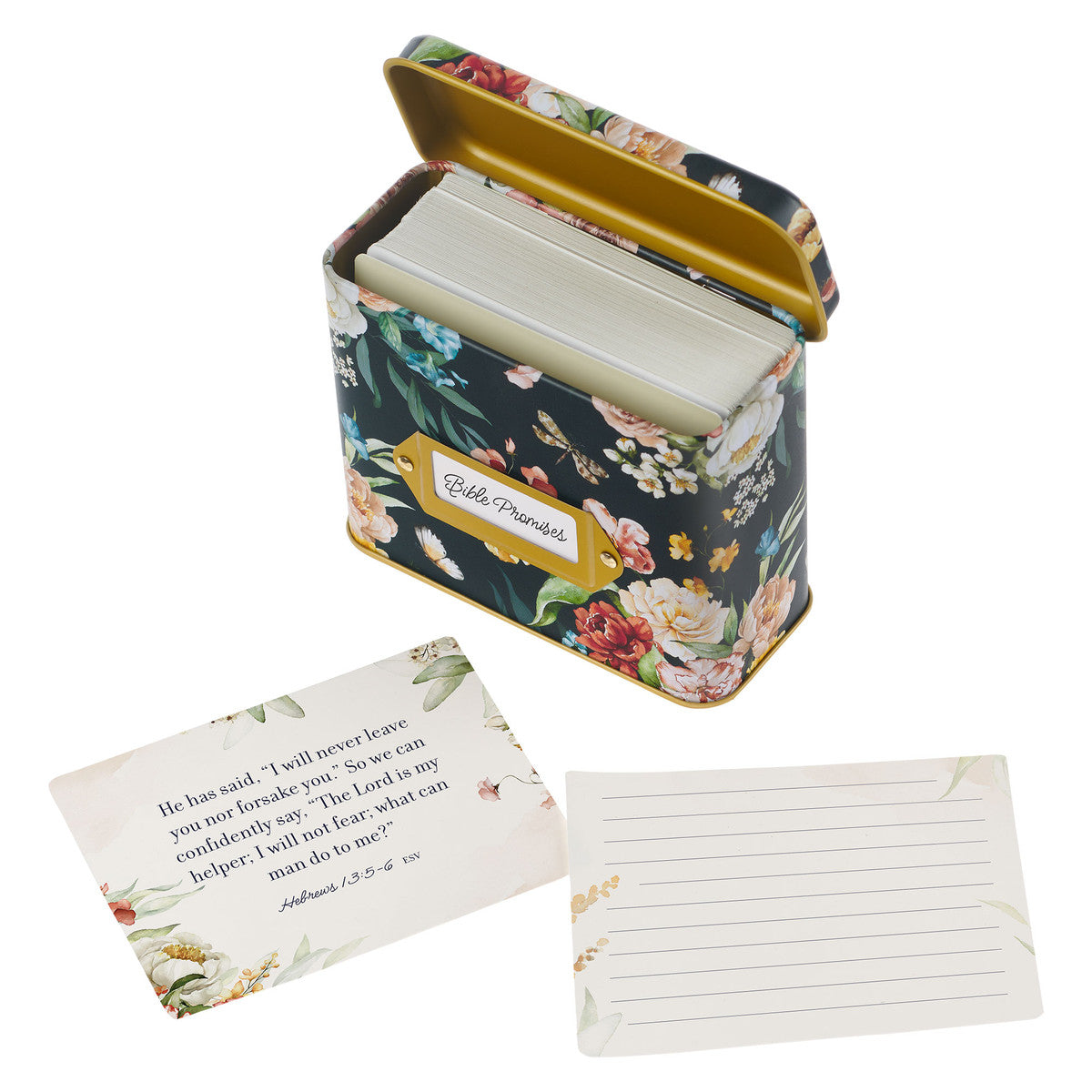 Black Floral Bible Promises in Tin - The Christian Gift Company