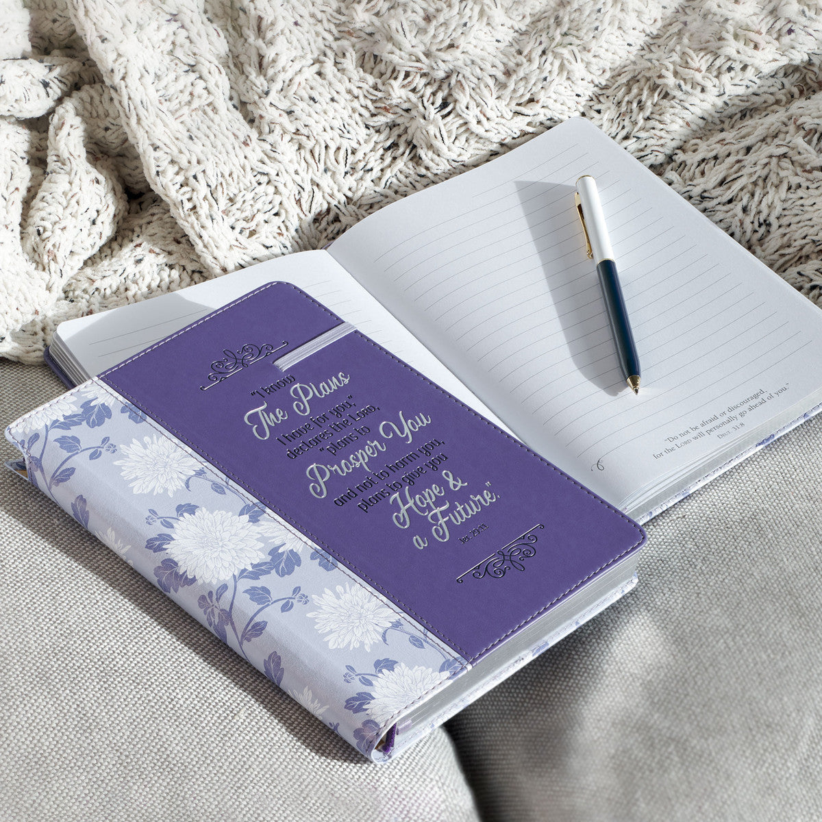 I Know the Plans Purple Floral Classic Journal with Elastic Closure and Pen Holder - Jeremiah 29:11 - The Christian Gift Company