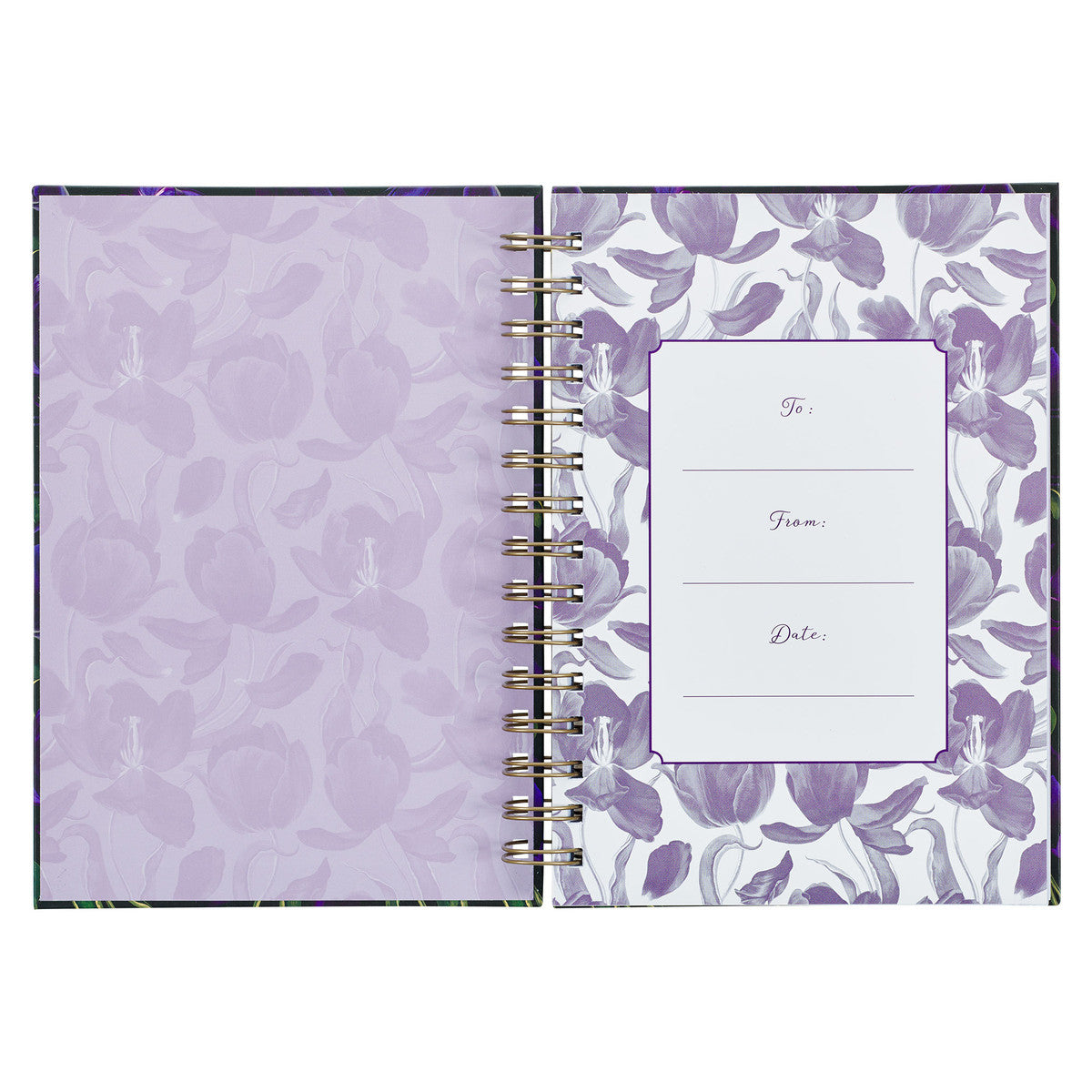 Blessed is She Purple Tulip Large Wirebound Journal - Luke 1:45 - The Christian Gift Company