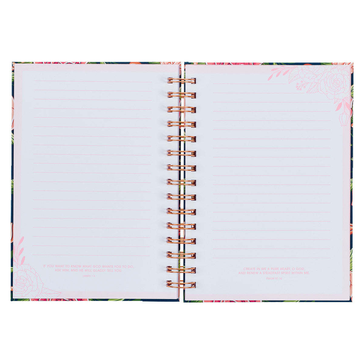 Strength and Dignity Pink Rose Large Wirebound Journal - Proverbs 31:25 - The Christian Gift Company
