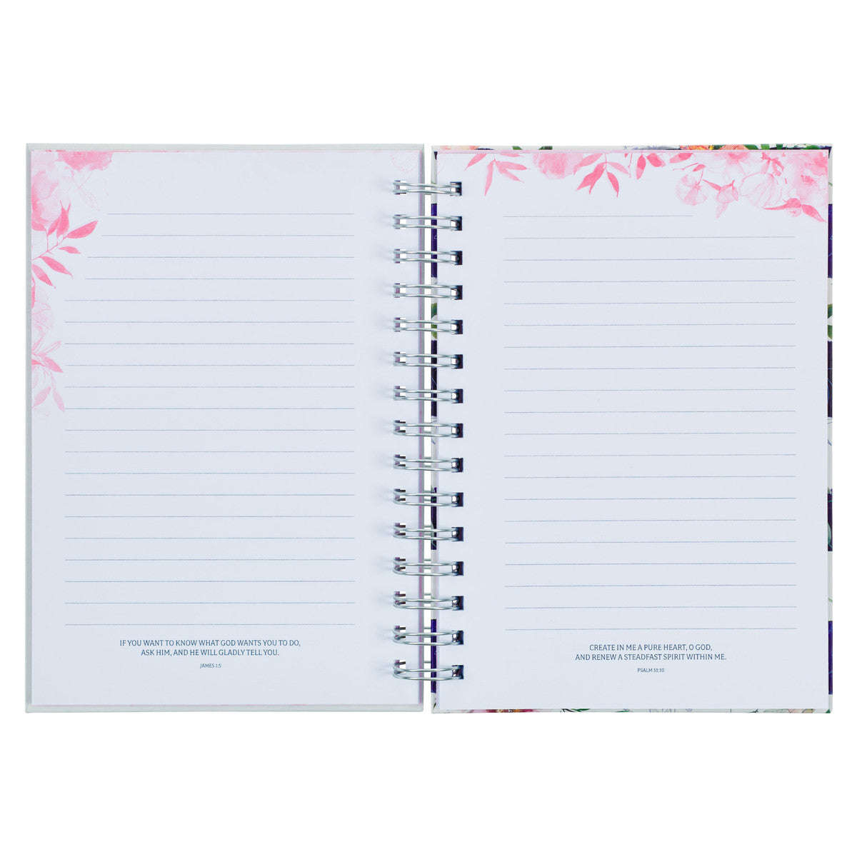 Bless You and Keep You White and Pink Floral Wirebound Journal - Numbers 6:24-25 - The Christian Gift Company