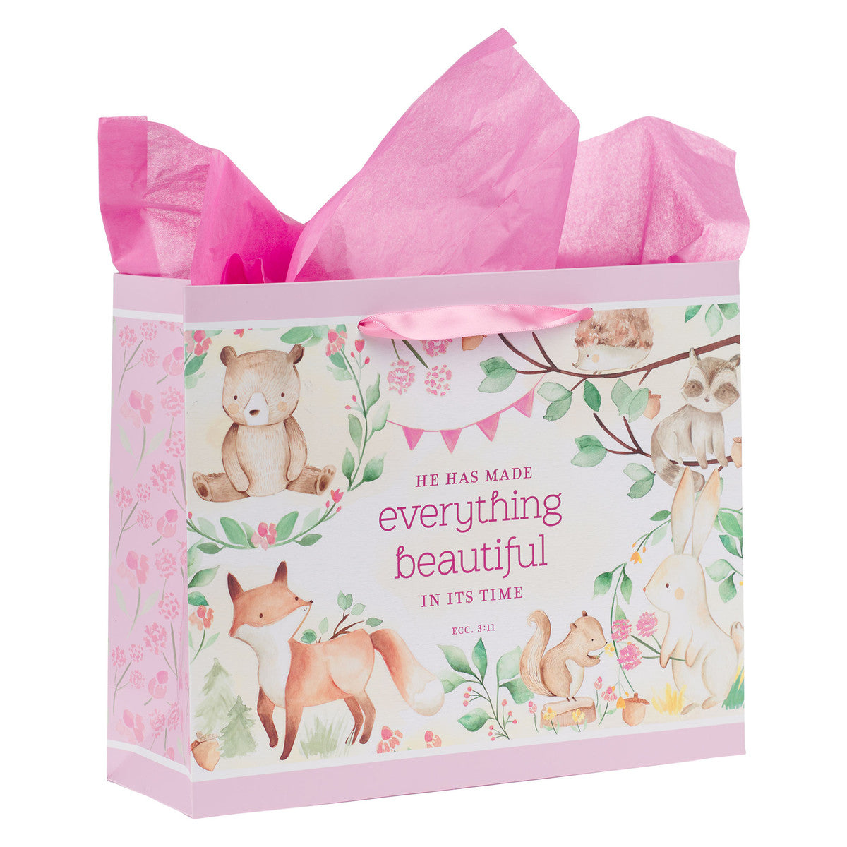 Everything Beautiful Forest Animals Large Landscape Gift Bag with Card Set - Ecclesiastes 3:11 - The Christian Gift Company
