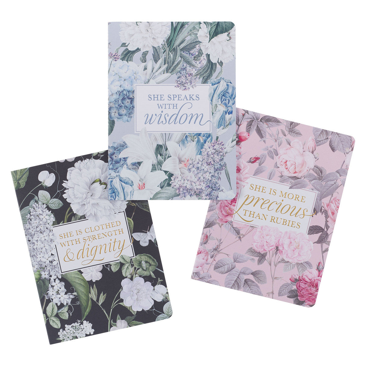 Graceful Peonies Large Notebook Set - Proverbs 31 - The Christian Gift Company