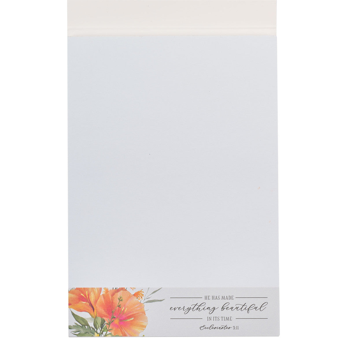 Everything Beautiful Orange Floral Notepad - Ecclesiastes 3:11 - The Christian Gift Company