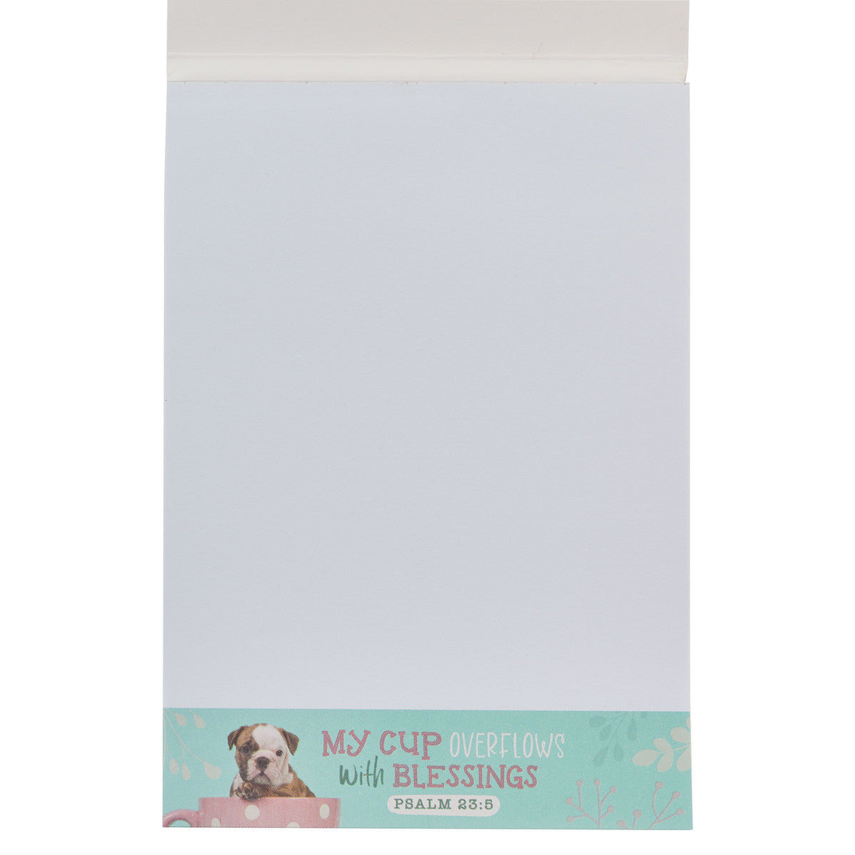 My Cup Overflows Teal Puppy Notepad - Psalm 23:5 - The Christian Gift Company