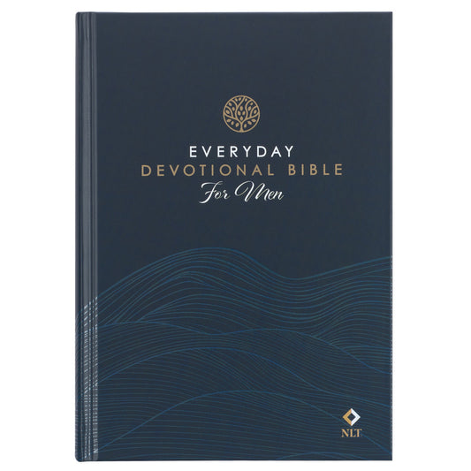 Navy Wave Hardcover NLT Everyday Devotional Bible for Men - The Christian Gift Company