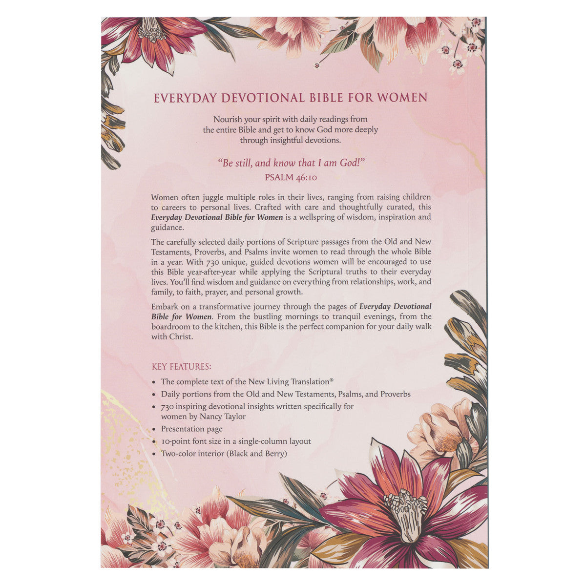 Pink Lily NLT Everyday Devotional Bible for Women - The Christian Gift Company