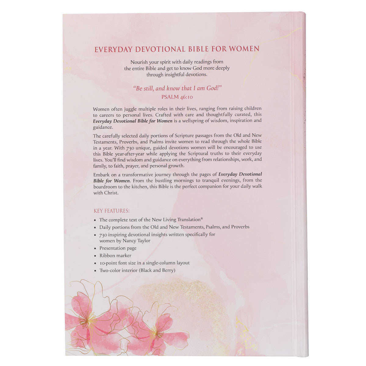 Pink Blossoms Hardcover NLT Everyday Devotional Bible for Women - The Christian Gift Company