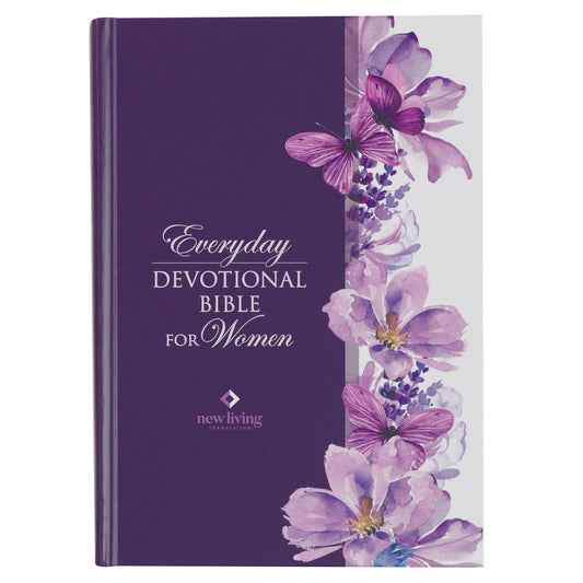 Purple Floral Hardcover NLT Everyday Devotional Bible for Women - The Christian Gift Company