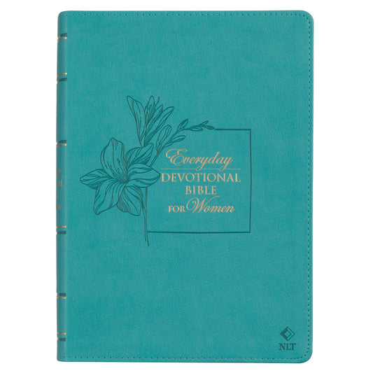 Floral Teal Faux Leather NLT Everyday Devotional Bible for Women - The Christian Gift Company