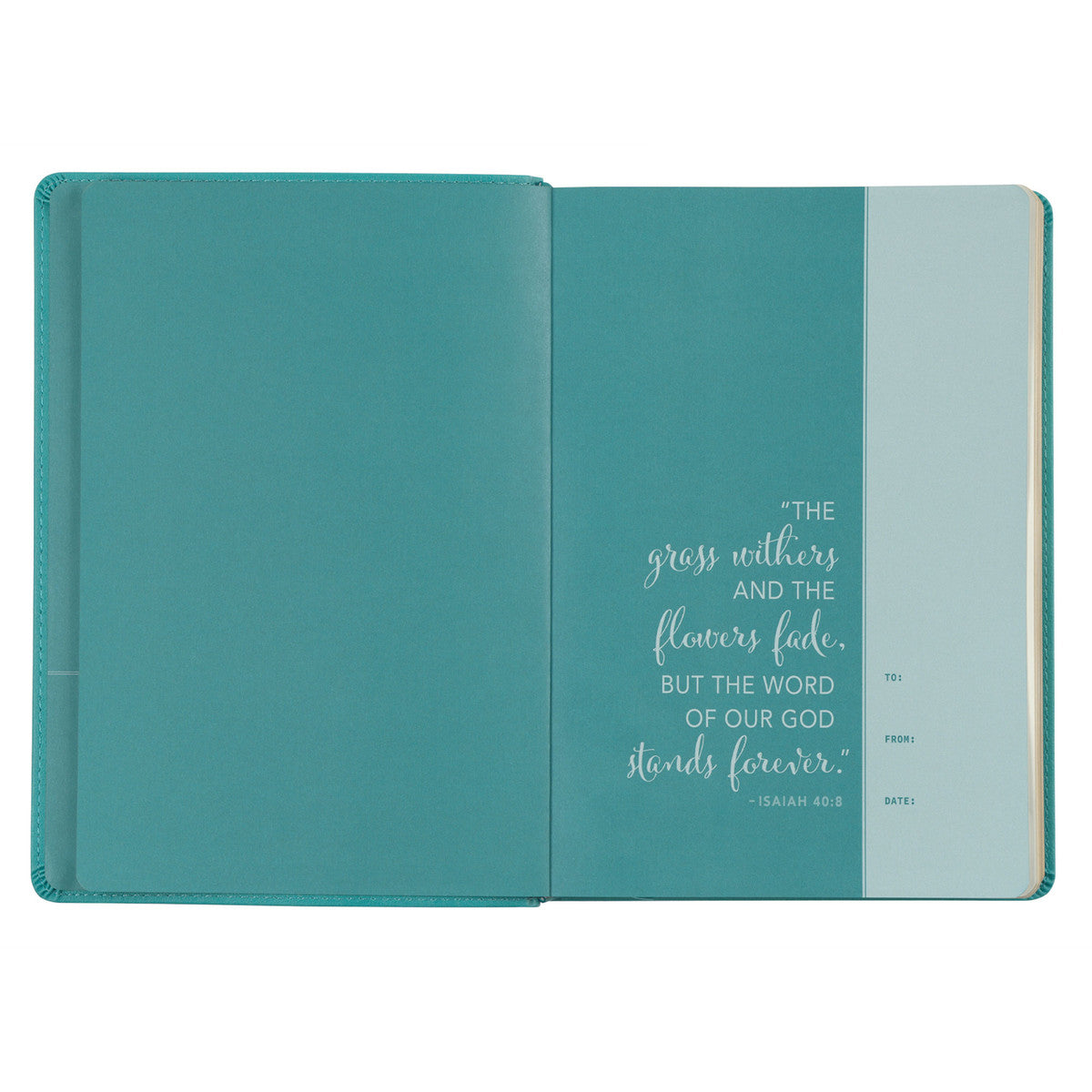 Floral Teal Faux Leather NLT Everyday Devotional Bible for Women - The Christian Gift Company
