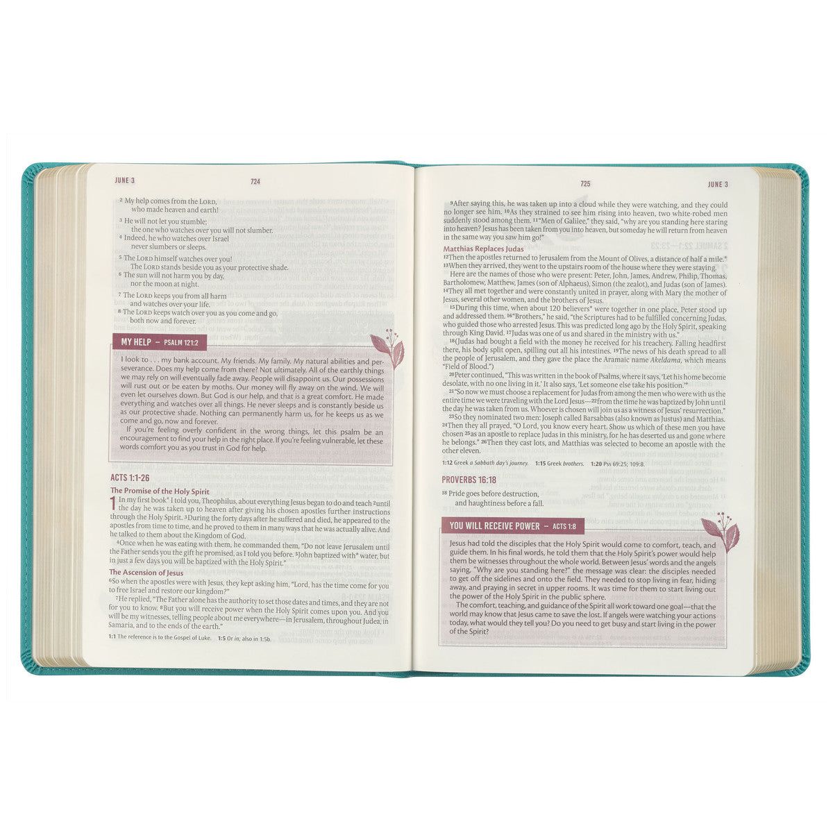 Floral Teal Faux Leather NLT Everyday Devotional Bible for Women - The Christian Gift Company