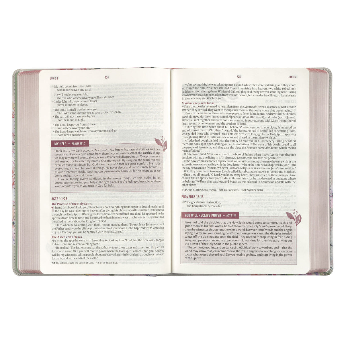 Pearlized Grey Floral Faux Leather NLT Everyday Devotional Bible for Women - The Christian Gift Company