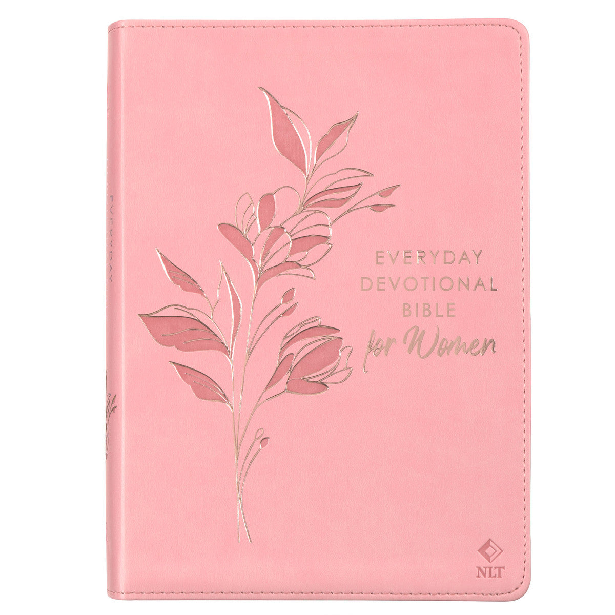 Sunrise Pink Floral Faux Leather NLT Everyday Devotional Bible for Women - The Christian Gift Company