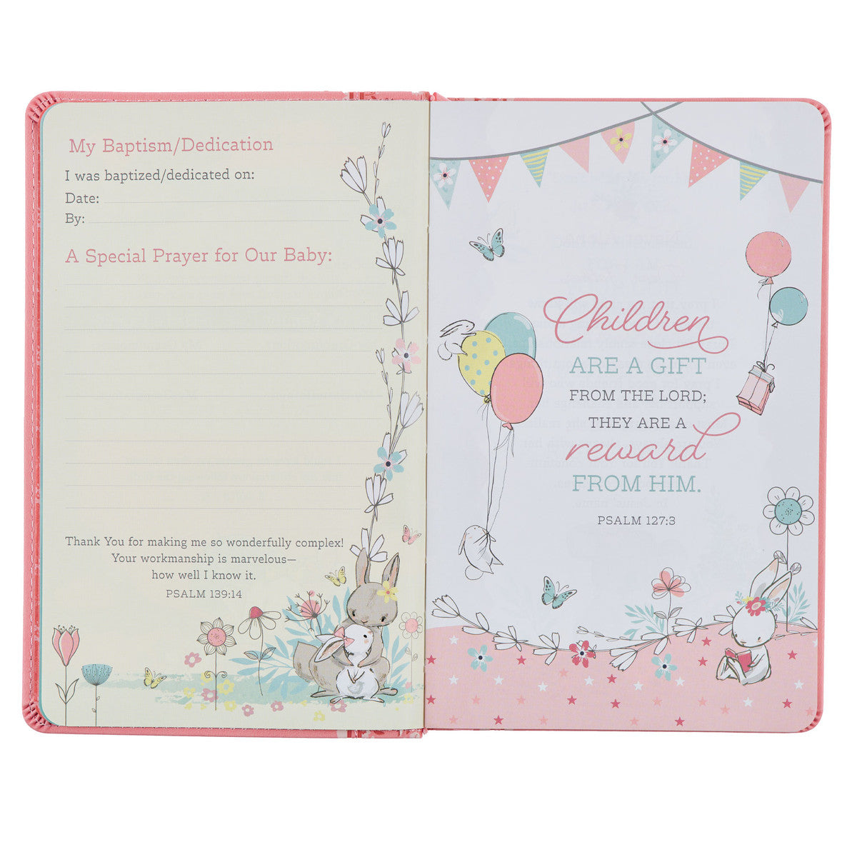 Pink Faux Leather NLT Baby Keepsake Bible for Girls - The Christian Gift Company
