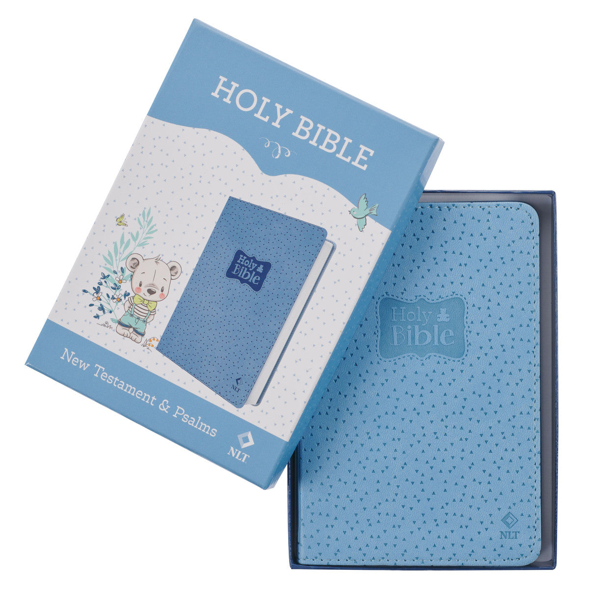 Blue Faux Leather NLT New Testament Keepsake Bible for Boys - The Christian Gift Company