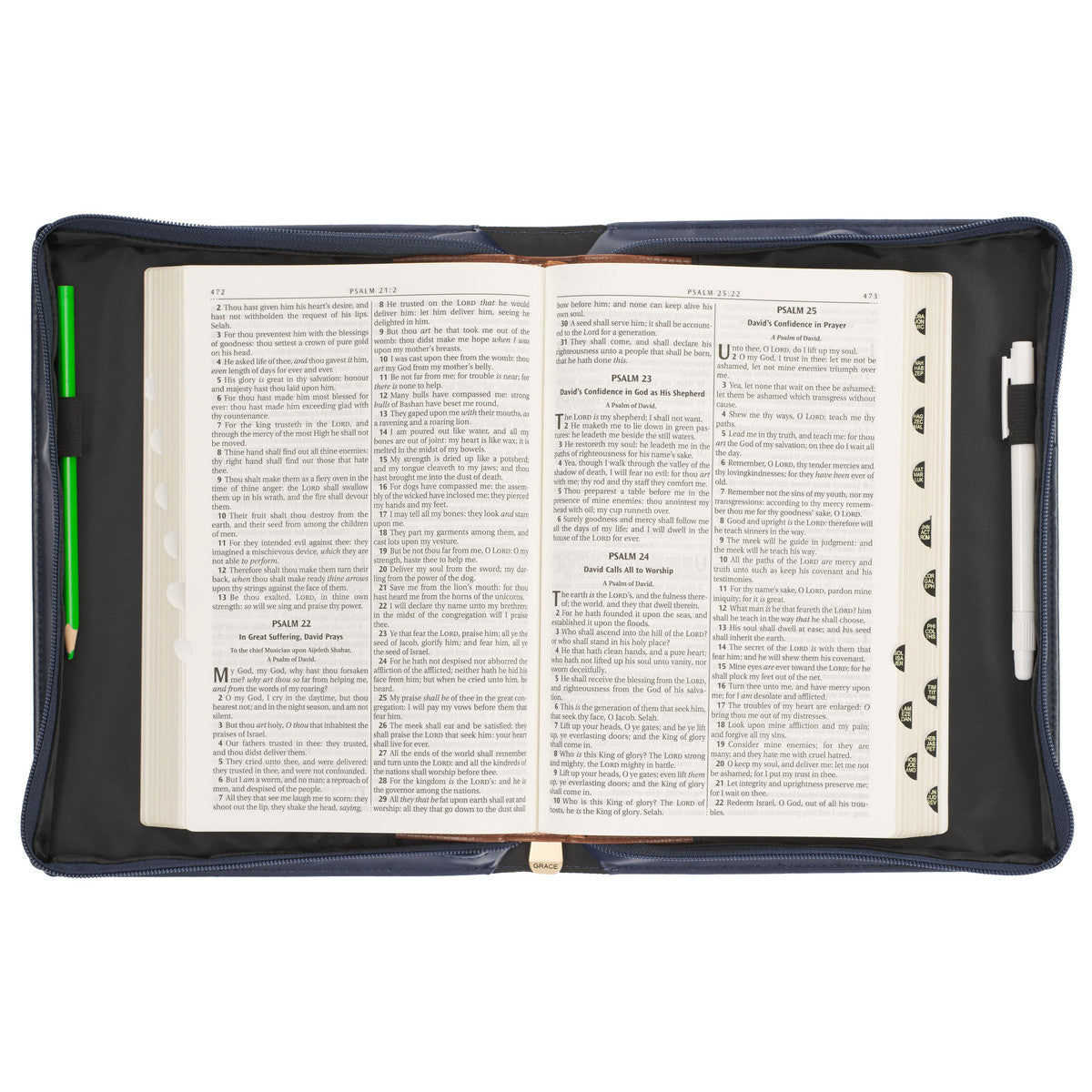 Strength and Dignity Indigo Rose Faux Leather Fashion Bible Cover - Proverbs 31:25 - The Christian Gift Company