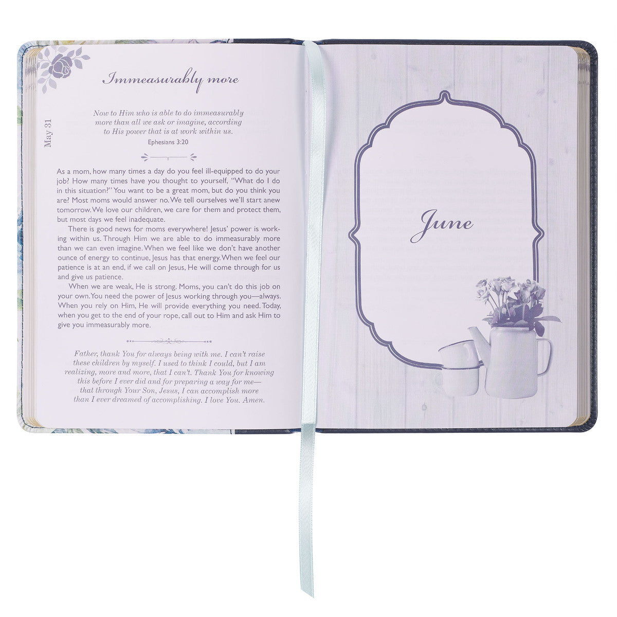 Moments With God For Moms Navy Faux Leather Daily Devotional - The Christian Gift Company