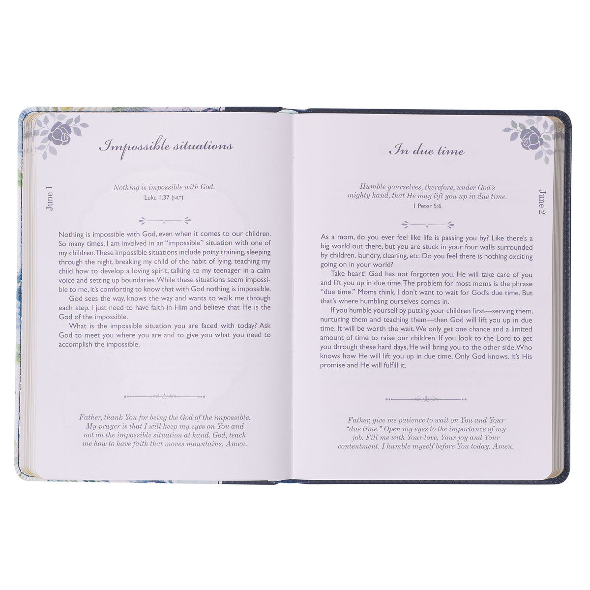 Moments With God For Moms Navy Faux Leather Daily Devotional - The Christian Gift Company