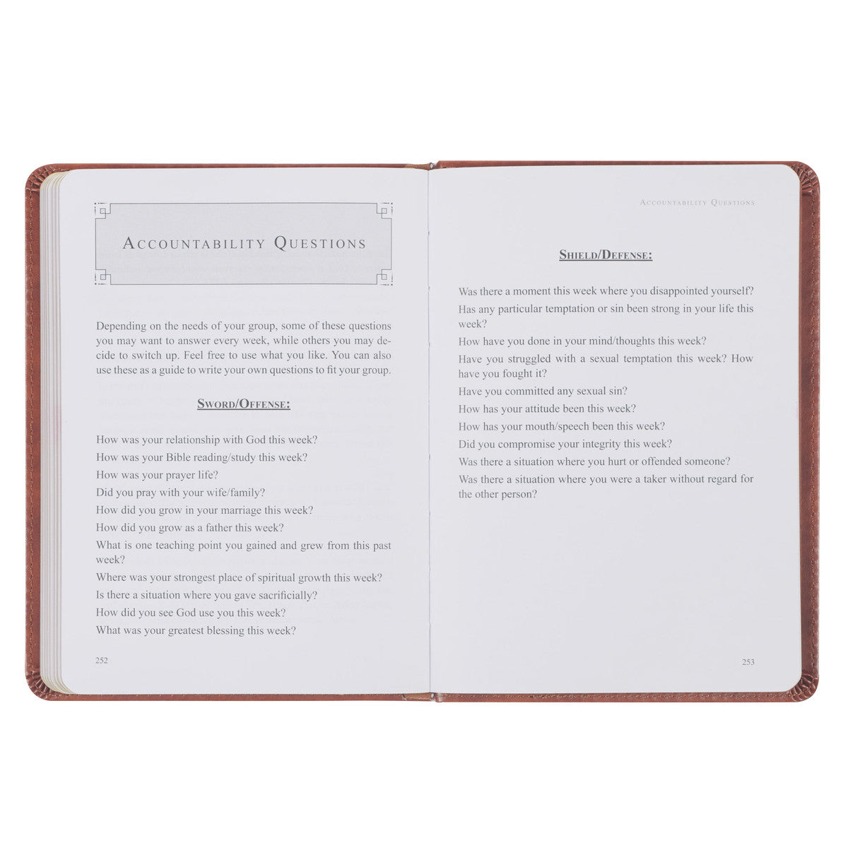 The Sword and Shield Saddle Tan Faux Leather Devotional - The Christian Gift Company