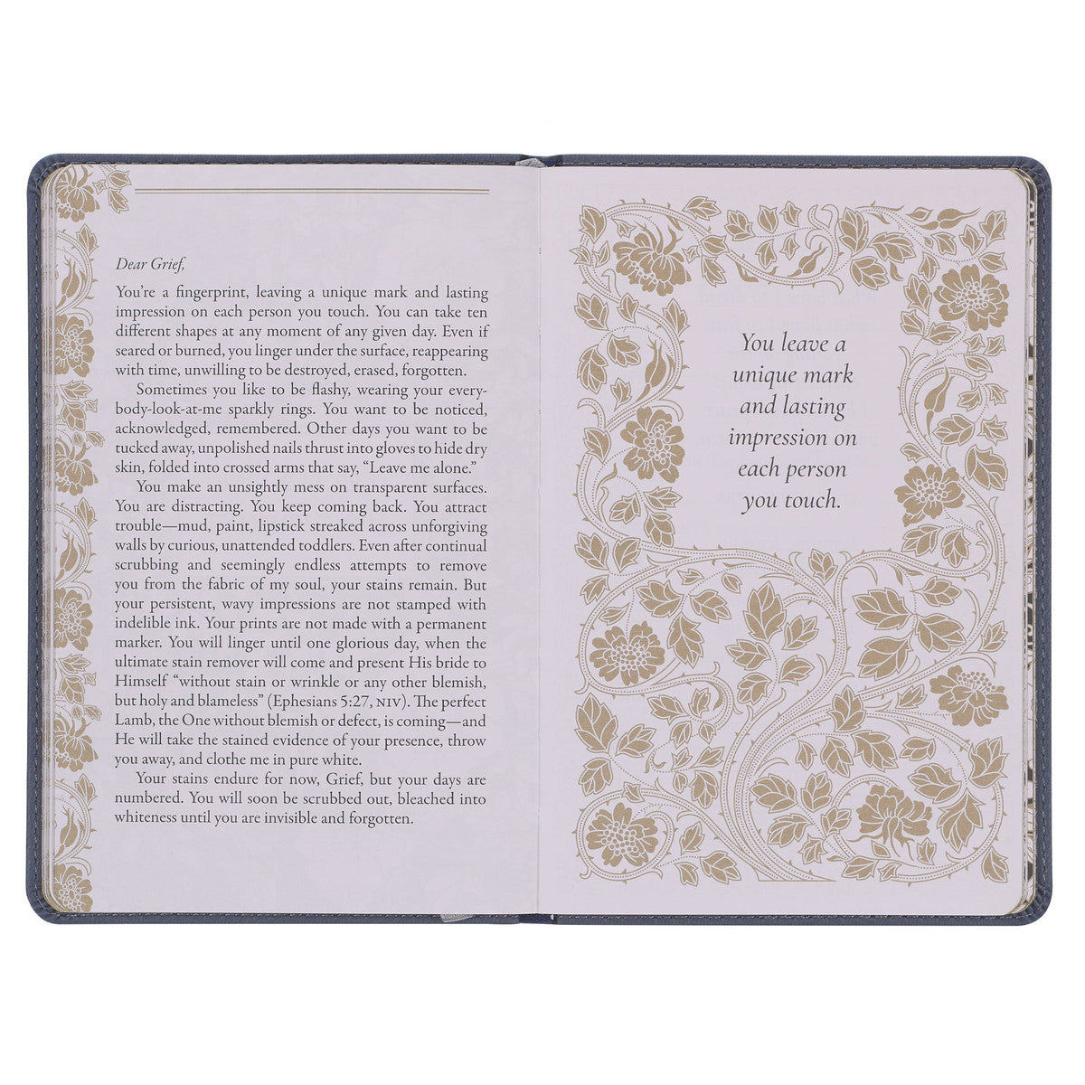Letters to Grief Grey Faux Leather Gift Book - The Christian Gift Company