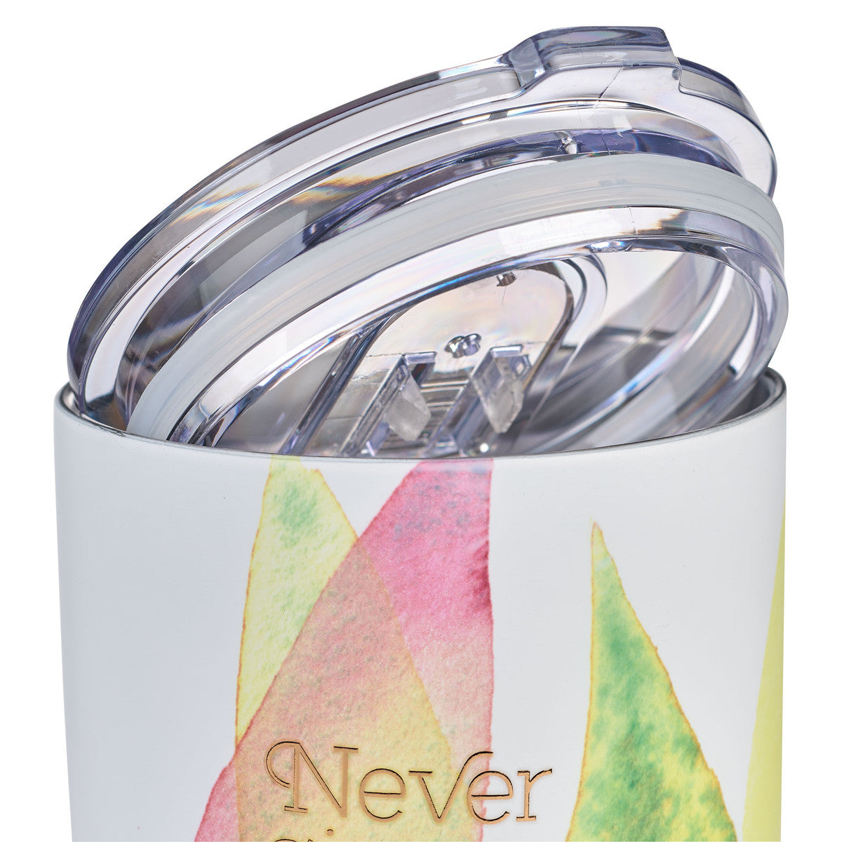 Never Give Up Citrus Leaves Stainless Steel Travel Mug - The Christian Gift Company