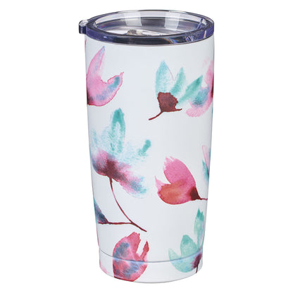 It's The Little Things Pink Petals Stainless Steel Travel Mug - The Christian Gift Company