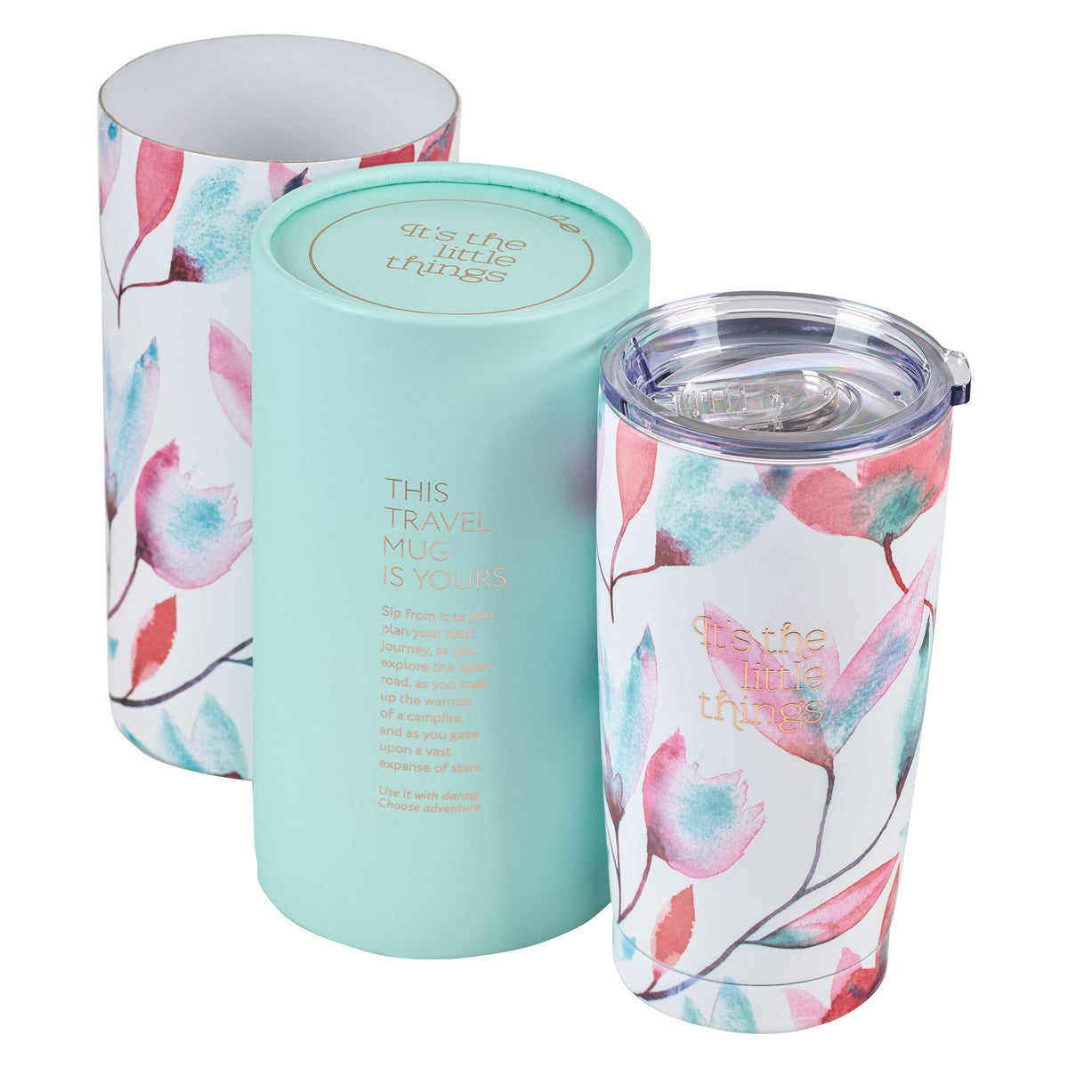 It's The Little Things Pink Petals Stainless Steel Travel Mug - The Christian Gift Company