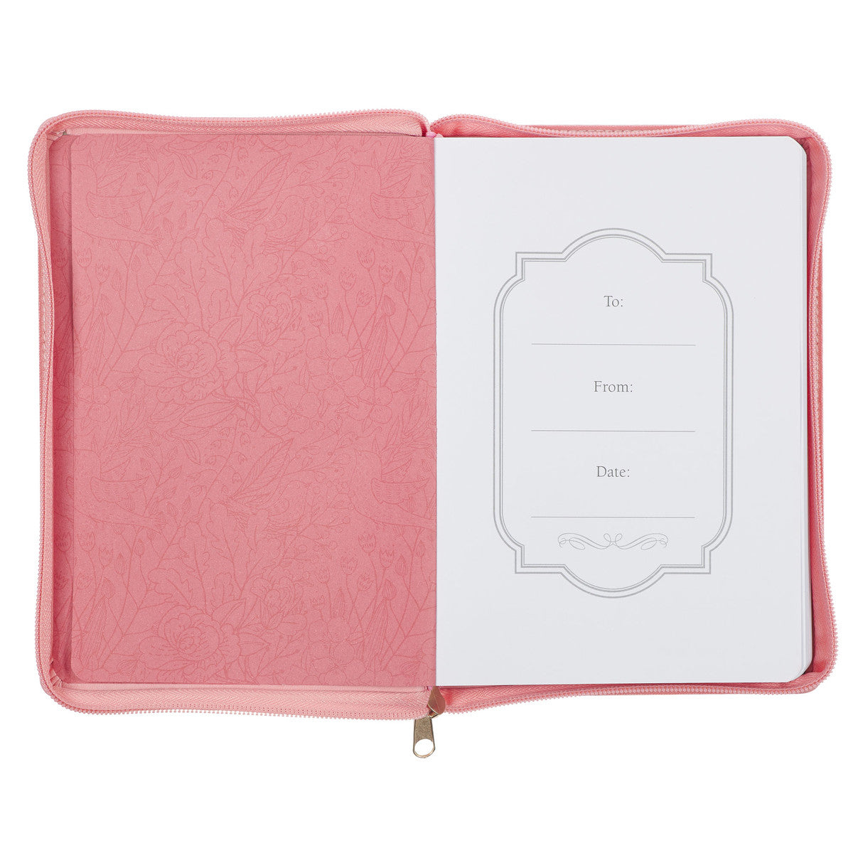 Trust With All Your Heart Pink Faux Leather Classic Journal with Zipper Closure - Proverbs 3:5-6 - The Christian Gift Company