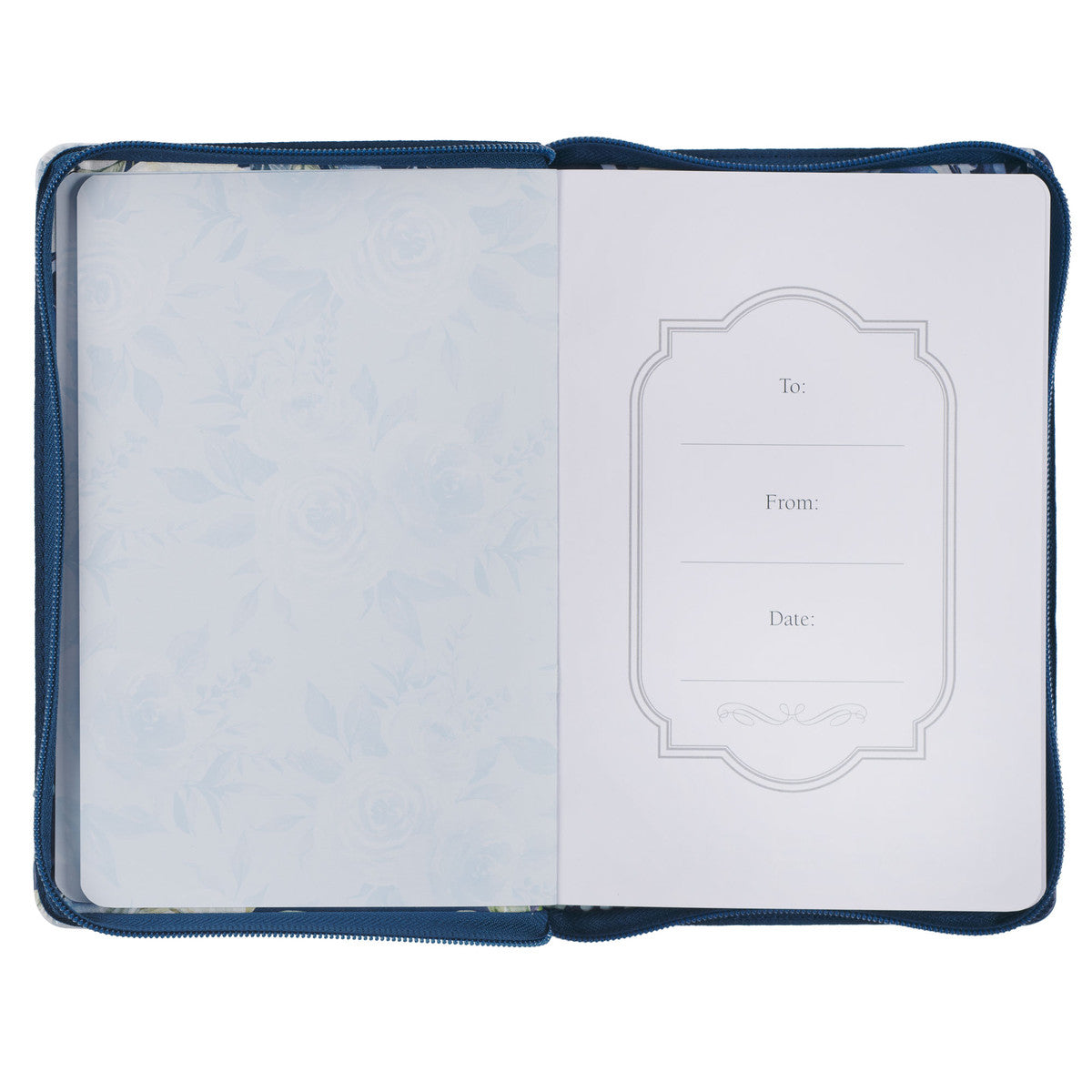 Strength and Dignity Indigo Rose Faux Leather Journal with Zipper Closure - Proverbs 31:25 - The Christian Gift Company