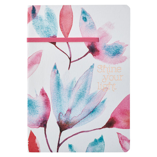 Shine Your Light Pink Petals Flexcover Journal With Elastic Closure - The Christian Gift Company