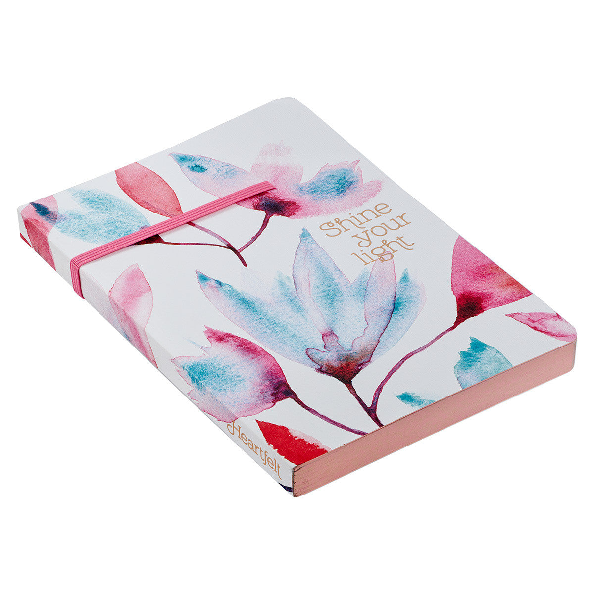 Shine Your Light Pink Petals Flexcover Journal With Elastic Closure - The Christian Gift Company