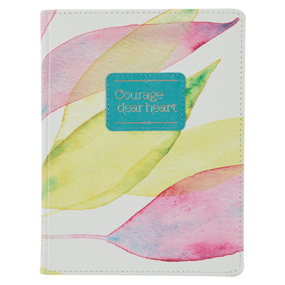 Courage Dear Heart Citrus Leaves Handy-size Faux Leather Journal - The Christian Gift Company