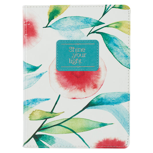 Shine Your Light Orange Blossoms Handy-size Faux Leather Journal - The Christian Gift Company