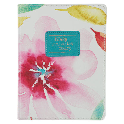 Make Every Day Count Pink Daisies Handy-size Faux Leather Journal - The Christian Gift Company