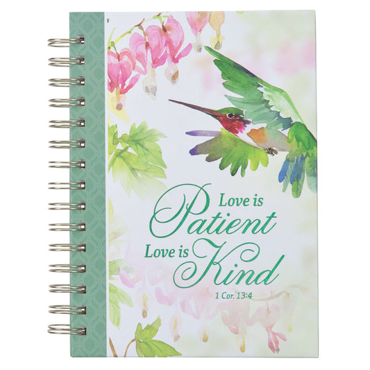 Love is Patient Green Hummingbird Large Wirebound Journal - 1 Corinthians 13:4 - The Christian Gift Company