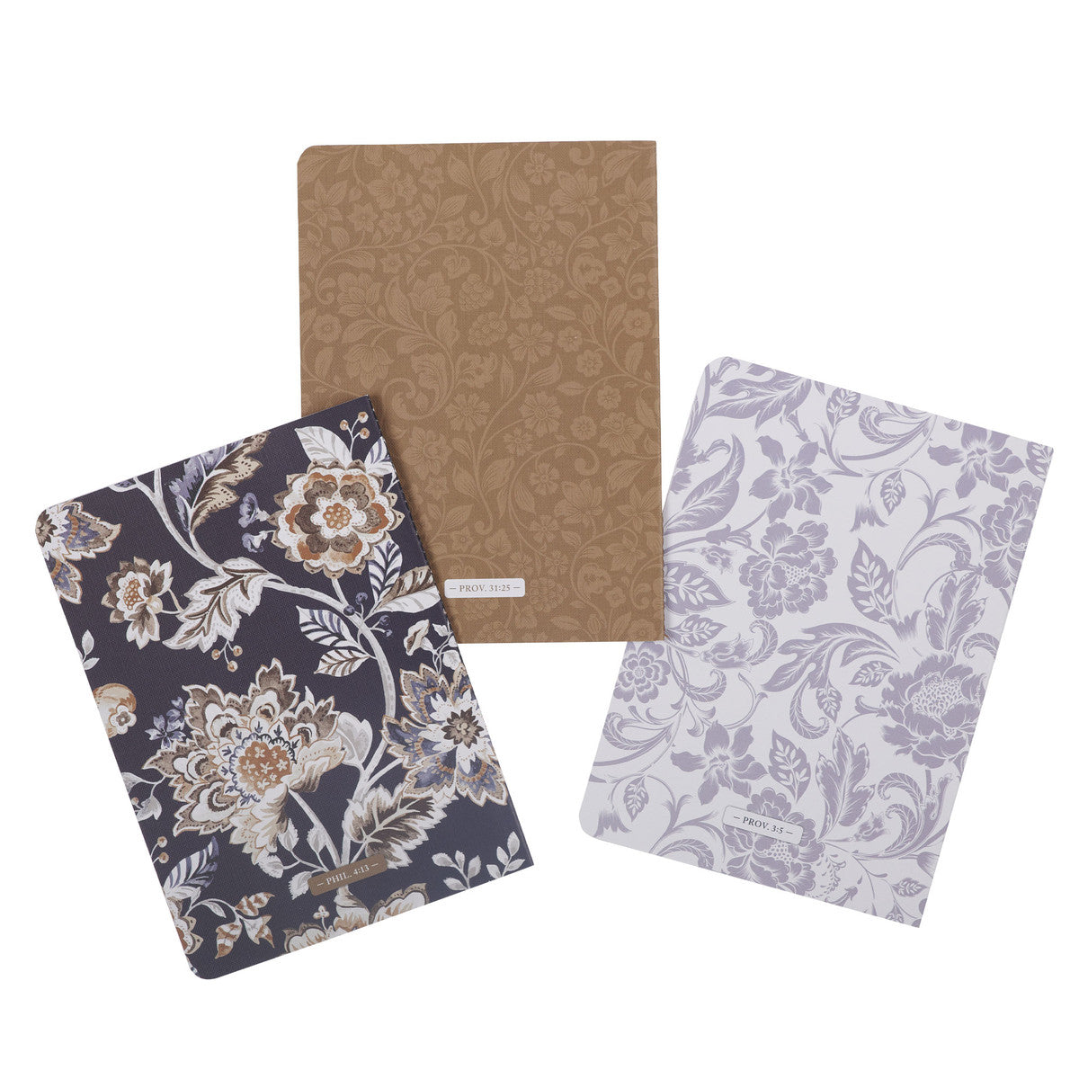 I Can Do All Things Honey-brown and Navy Large Notebook Set - Philippians 4:13 - The Christian Gift Company
