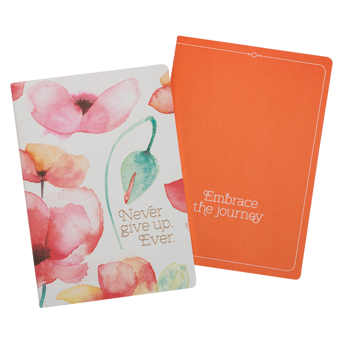 Never Give Up Coral Poppies Notebook Set - The Christian Gift Company
