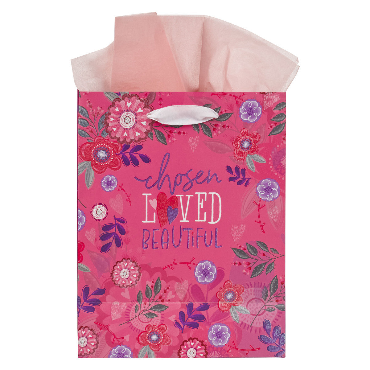 Chosen Loved Beautiful Pink Medium Gift Bag - 1 Peter 2:9 - The Christian Gift Company