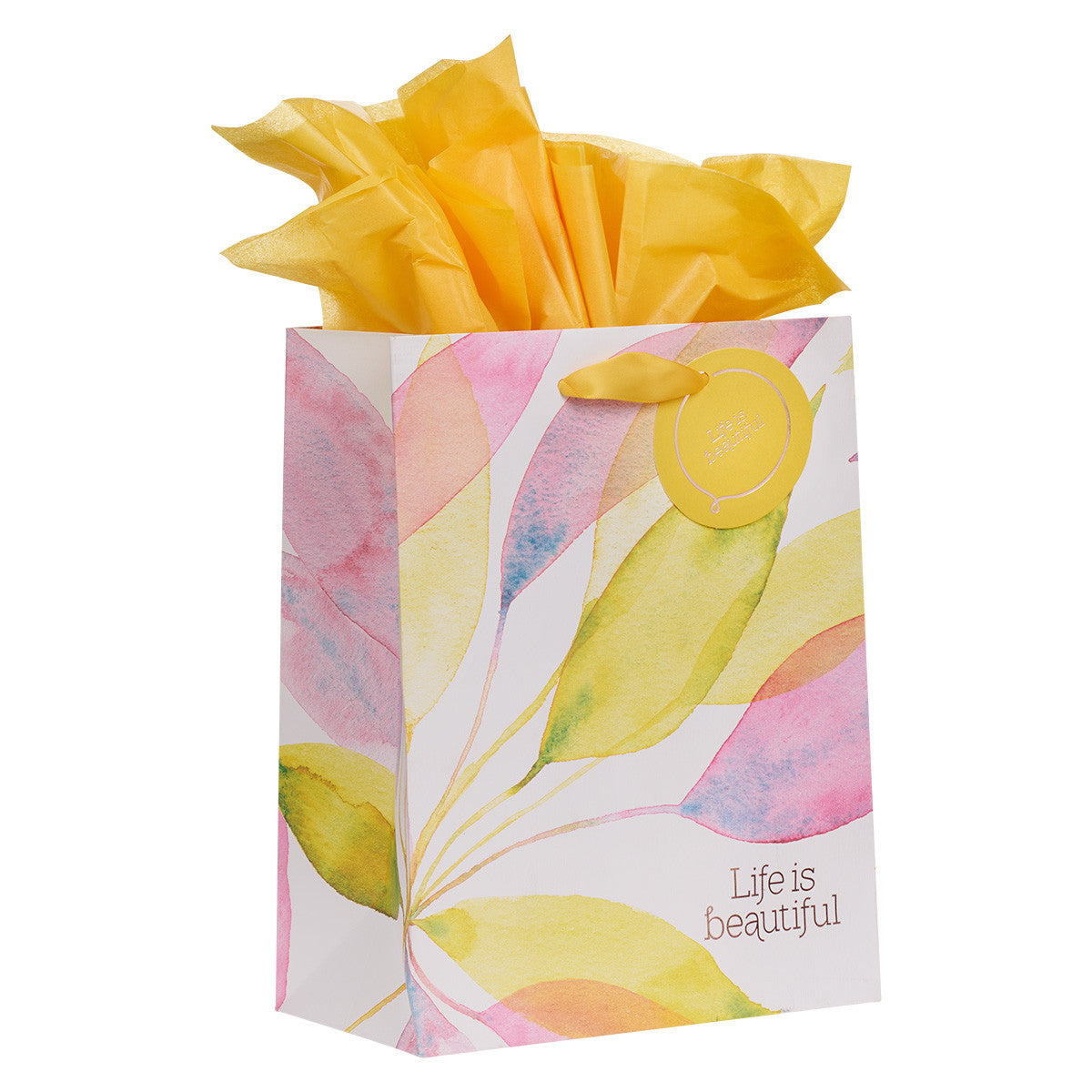 Life is Beautiful Citrus Leaves Medium Gift Bag - The Christian Gift Company