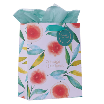 Orange Blossoms Courage Dear Heart Medium Gift Bag - The Christian Gift Company