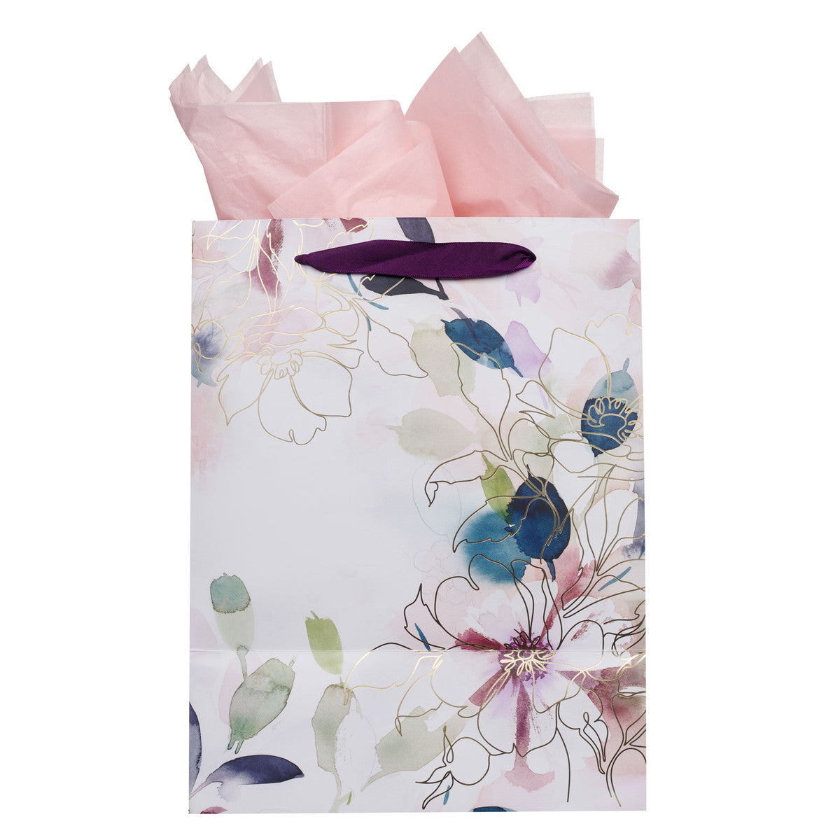 Trust in the Lord Purple Bloom Large Portrait Gift Bag - Proverbs 3:5 - The Christian Gift Company
